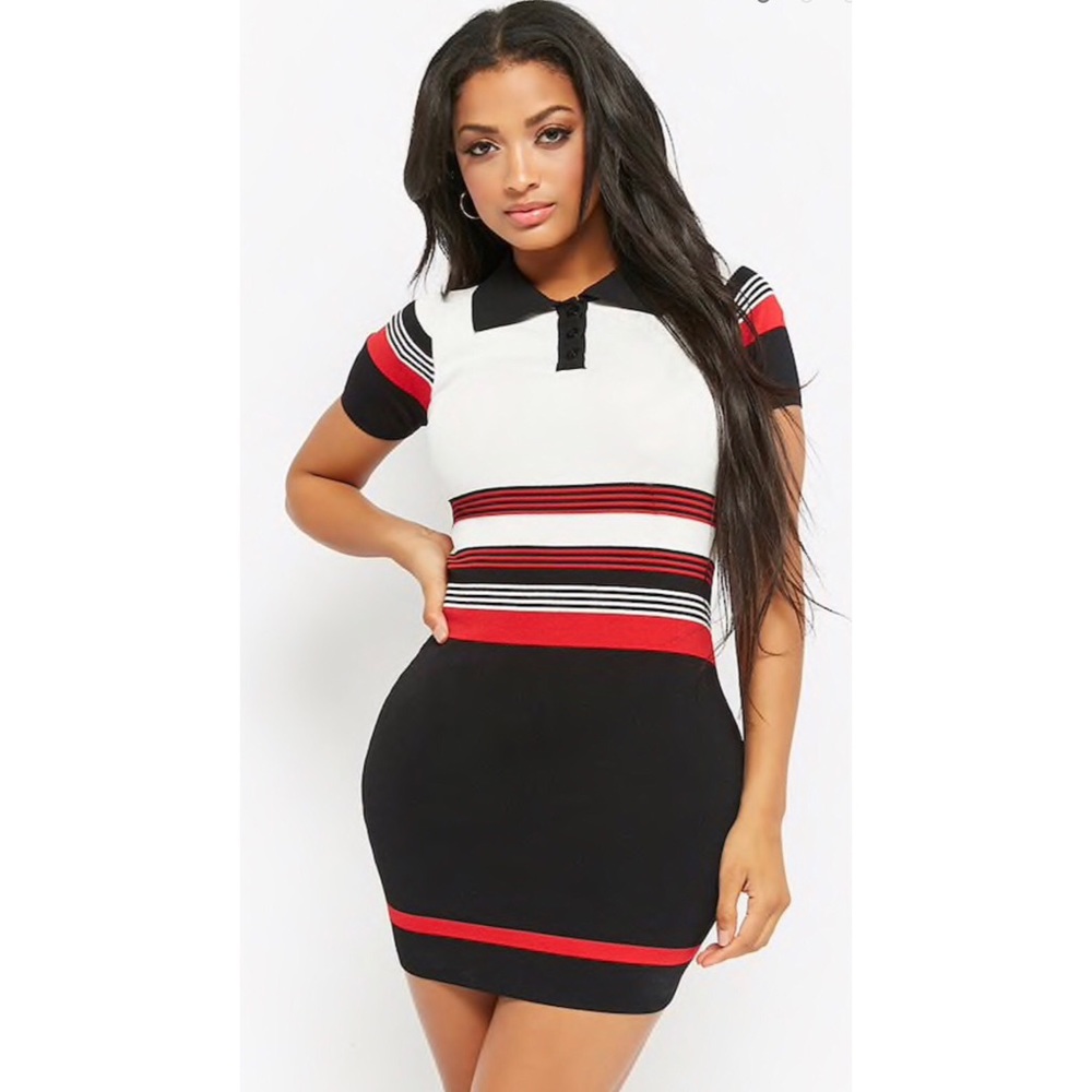 Striped Polo Bodycon Dress